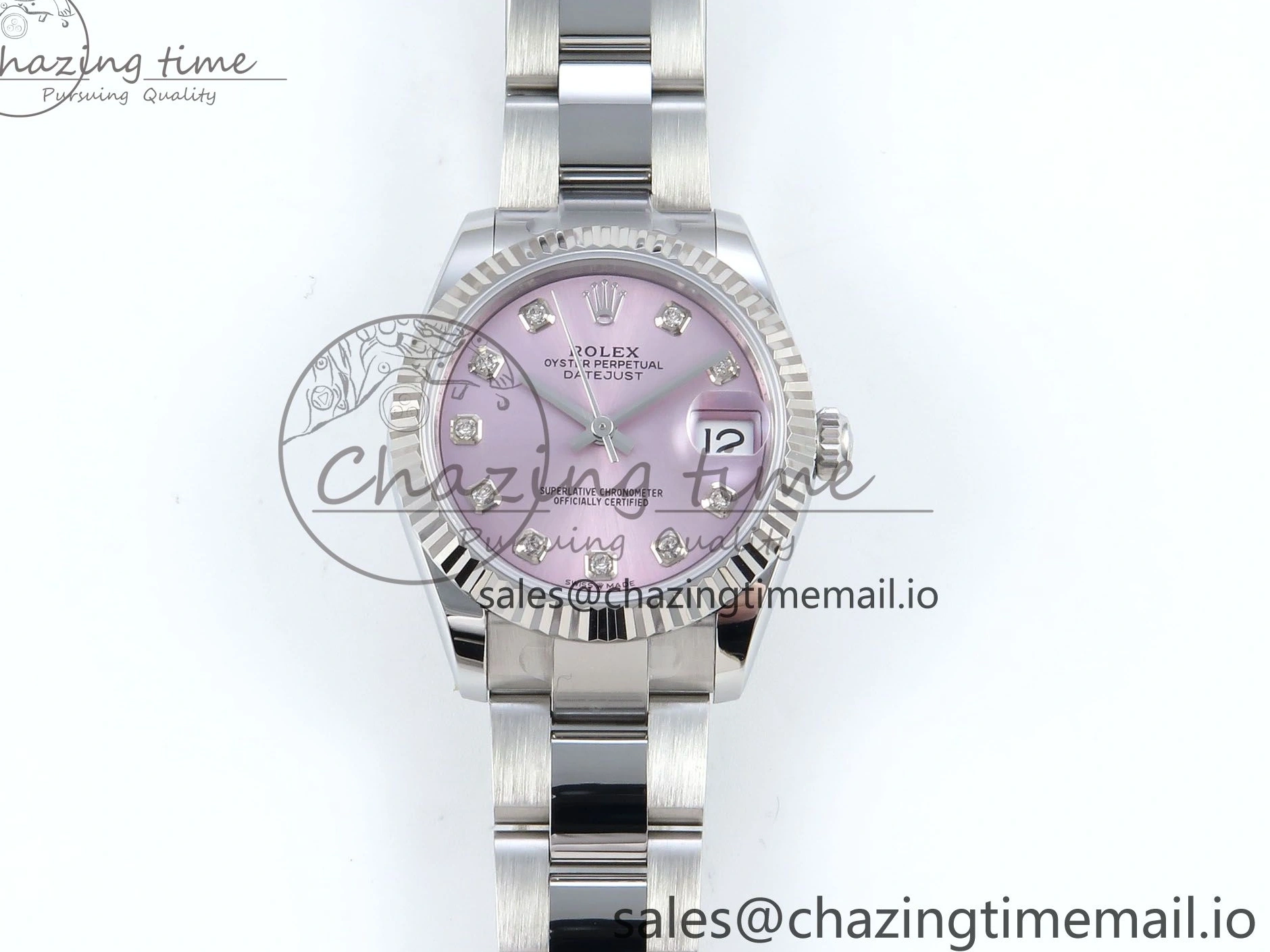 0523 Timeless DateJust 31 278274 ARF 1:1 Best Edition 904L Steel Pink Diamonds Dial on SS Oyster Bracelet ETA 557